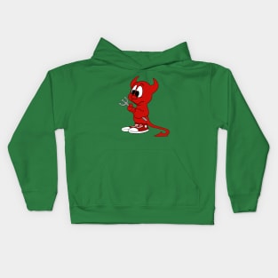 Cartoon Devil Holding Pitchfork Kids Hoodie